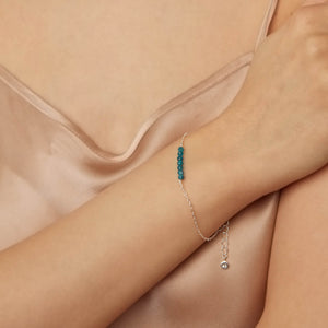 Bracelet chaîne GABRIELLE Argenté & Apatite Bleue - Mademoiselle Jolie Paris